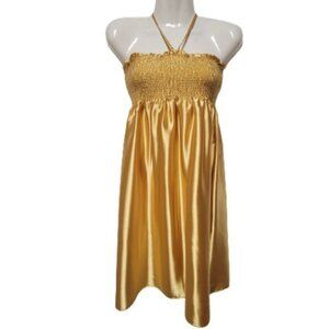 Gold Strapless Halter Tie Mini Dress  Size S/M